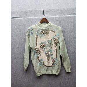 VTG Margules Womens Medium Ramie & Cotton Floral Knit Sweater